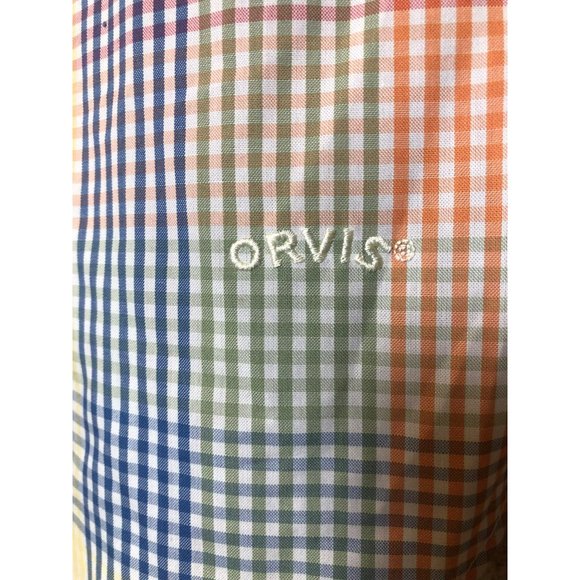 Orvis Men's Wrinkle Free Cotton/Poly L/S Button Shirt Rainbow Madras Plaid Small - Picture 3 of 6